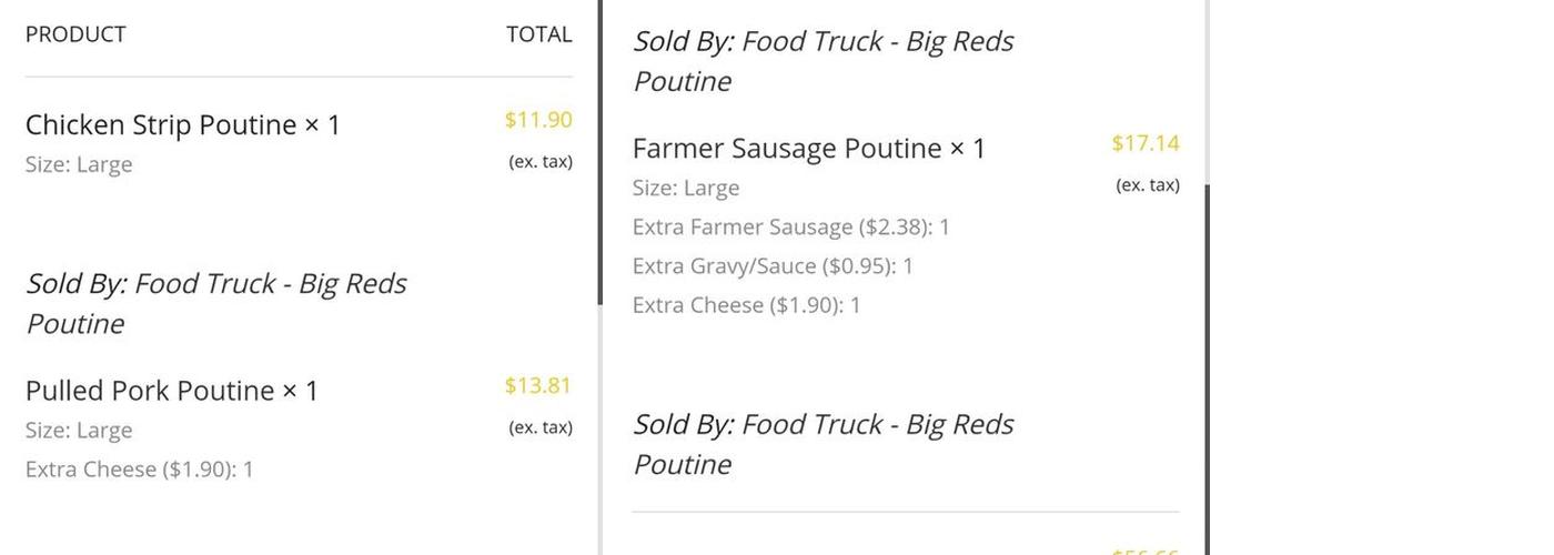 Big Red's Poutine Menu