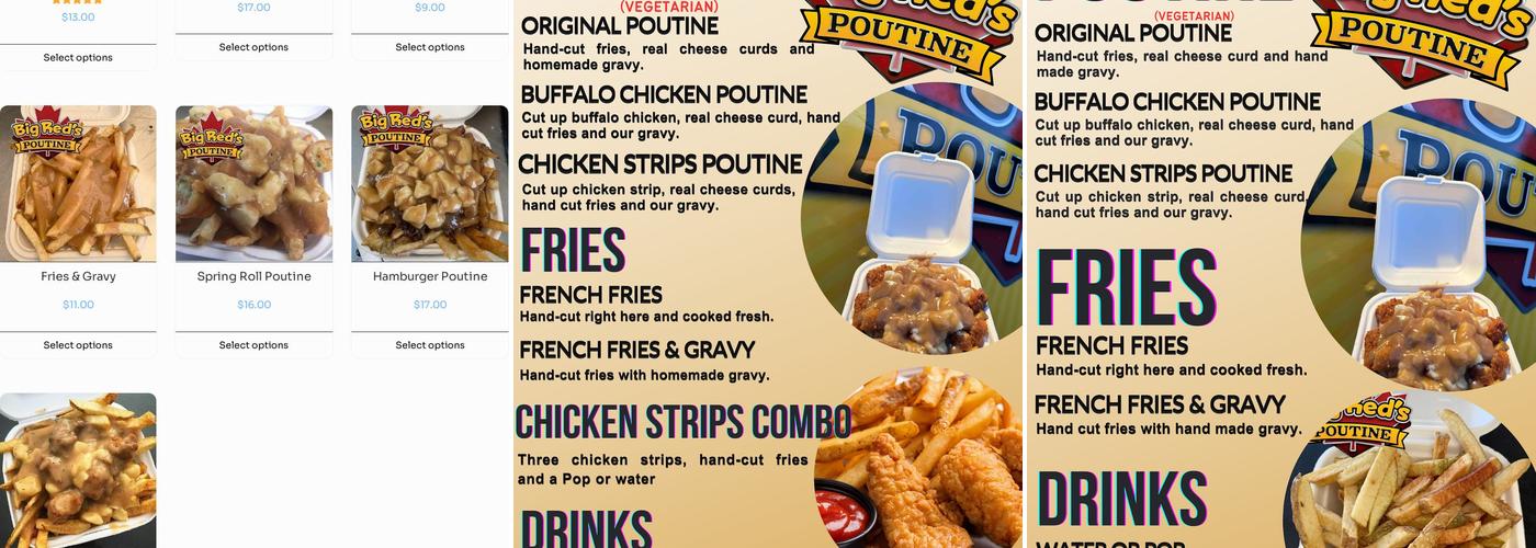 Big Red's Poutine Menu
