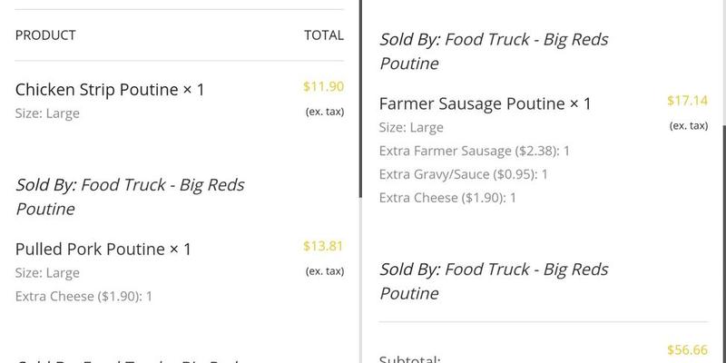 Big Red's Poutine Menu