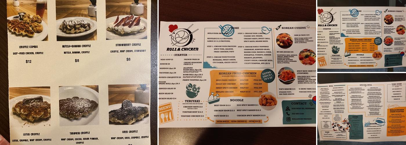 Roll & Chicken Menu