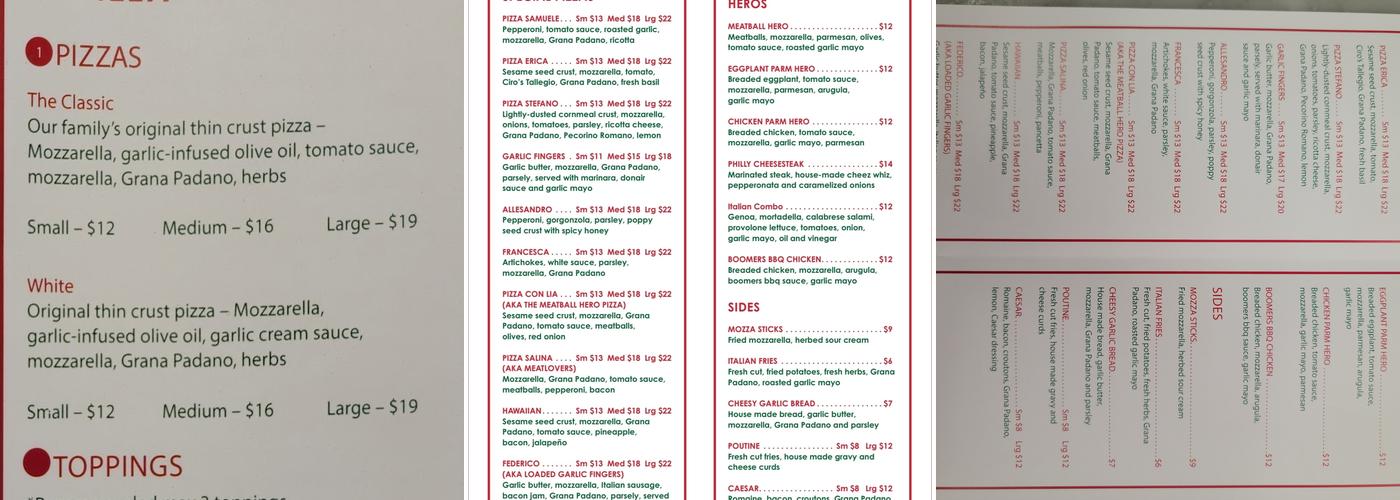 Rinaldo’s Menu