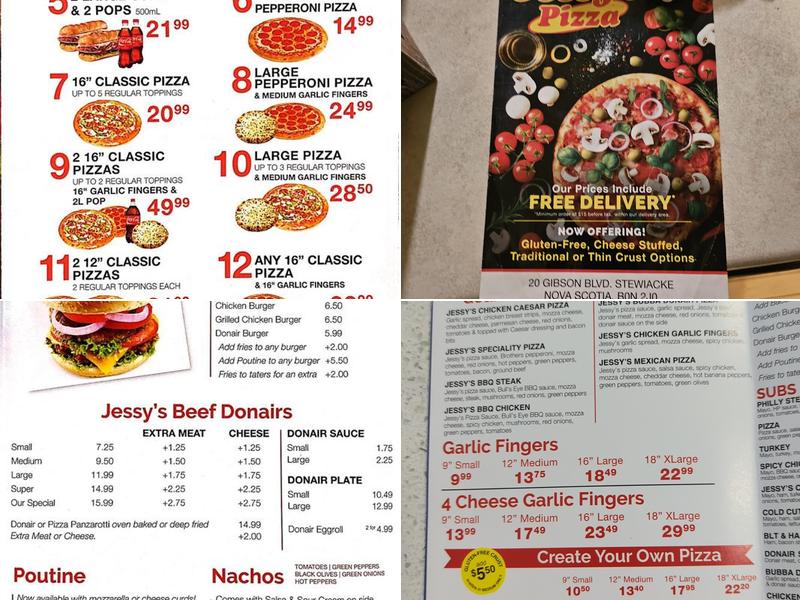 Jessy’s Pizza Stewiacke Menu