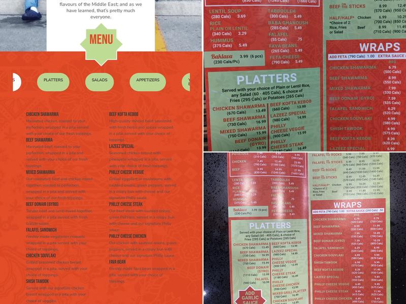 Lazeez Shawarma Menu