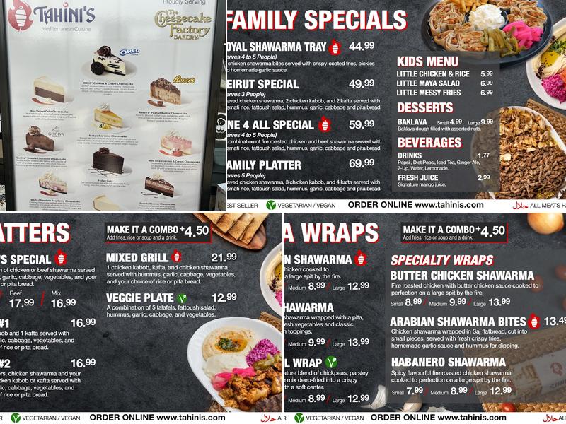 Tahini's Menu