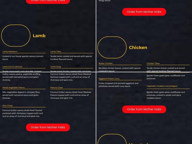 Maurya Indian Twist (Hamilton) Menu