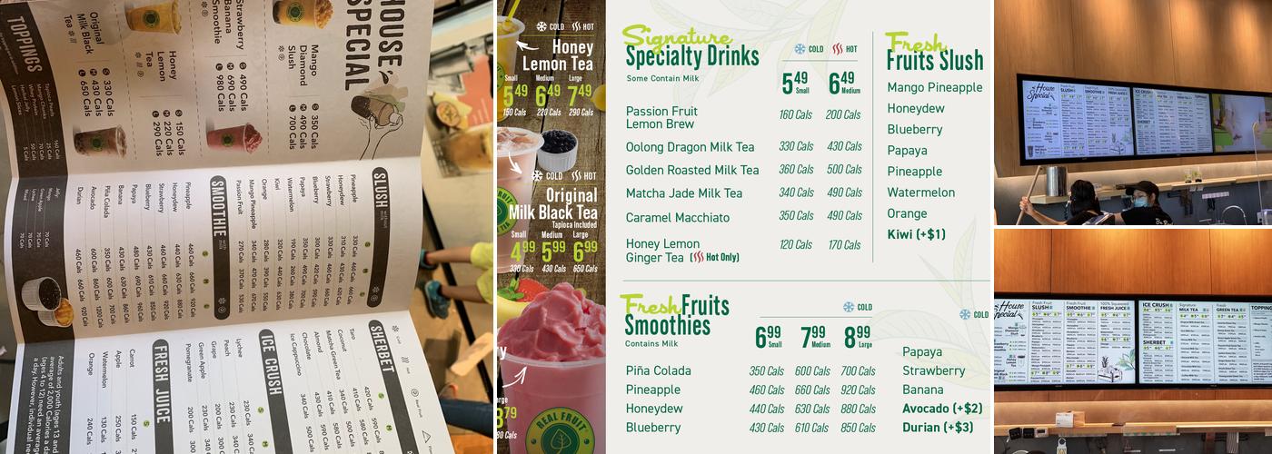 Real Fruit Bubble Tea Menu
