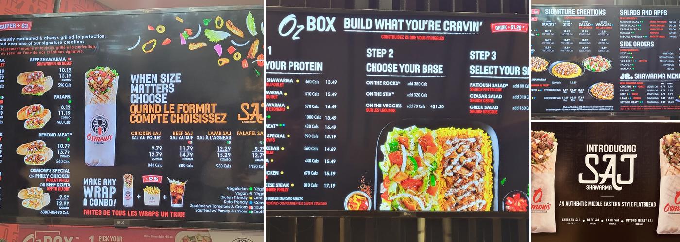 Osmow's Shawarma Menu
