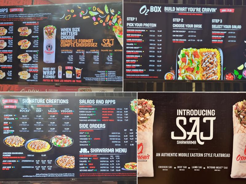 Osmow's Shawarma Menu