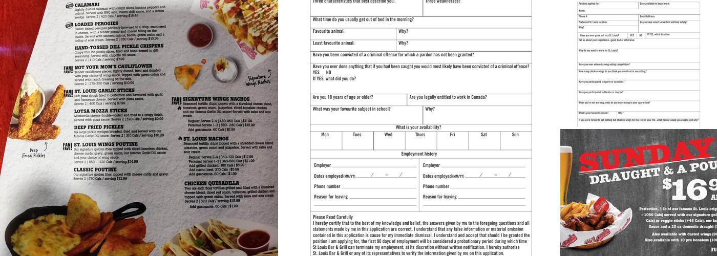 St. Louis Bar & Grill Menu