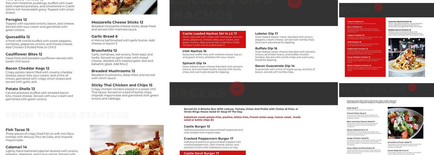 Castle John's Port Perry Menu