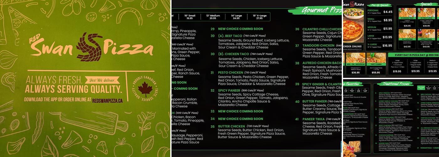 Red Swan Pizza Menu