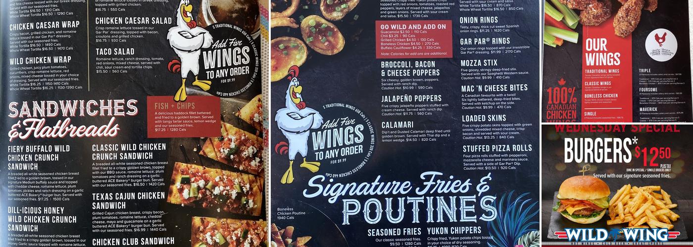 Wild Wing Menu