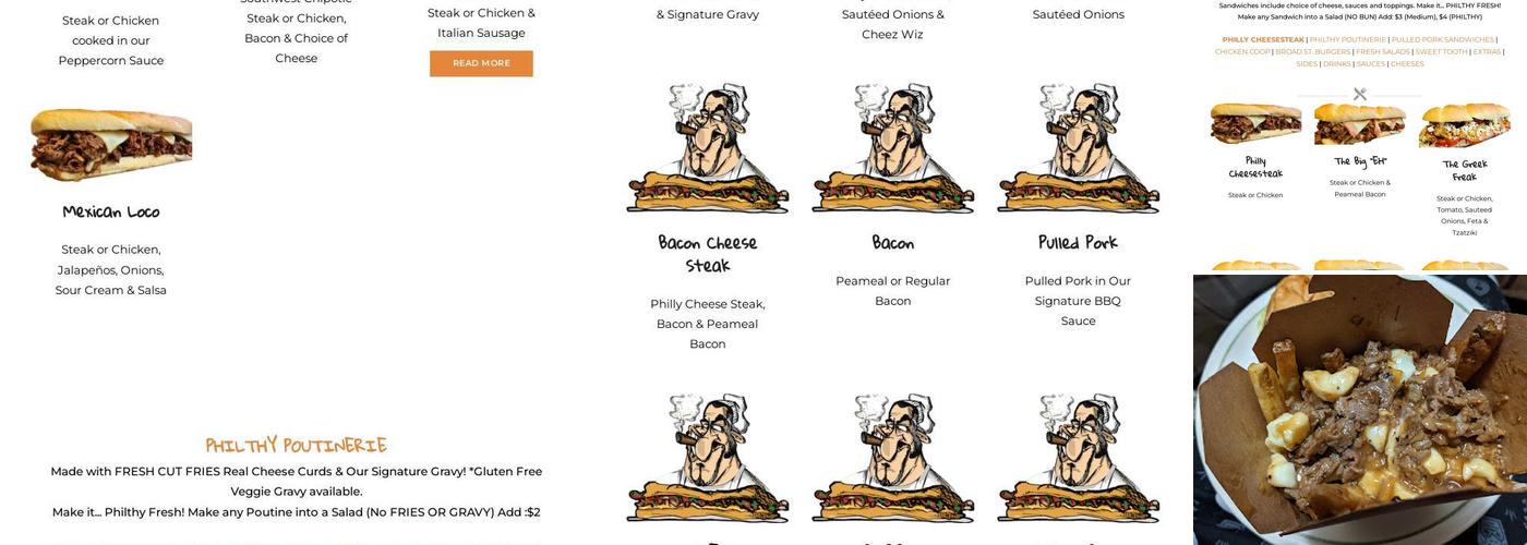 Philthy Philly's- Waterloo Menu