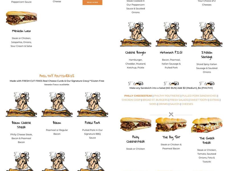 Philthy Philly's- Waterloo Menu