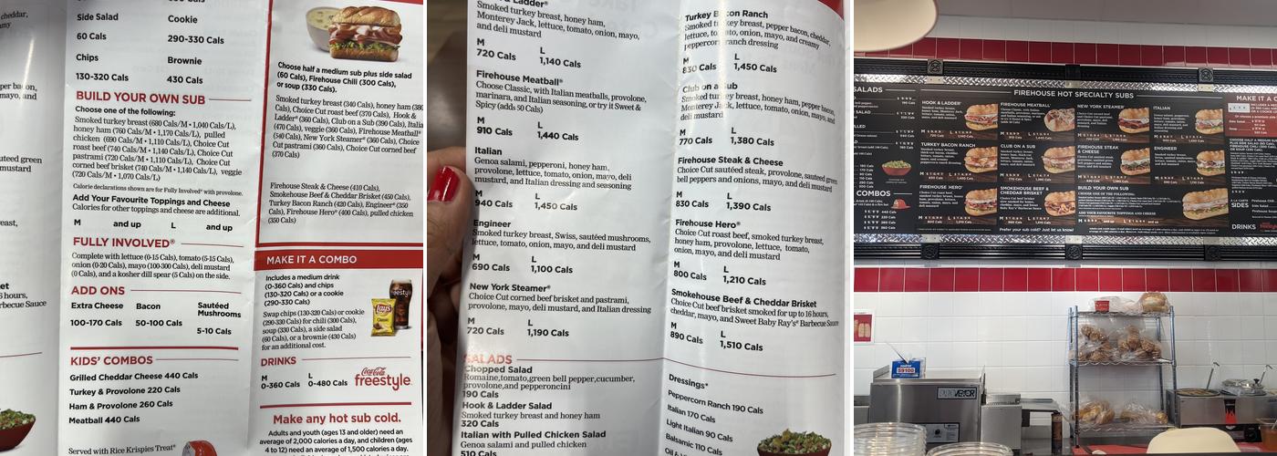 Firehouse Subs Welland Menu