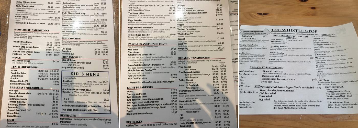 Whistle Stop Variety and Grill Menu