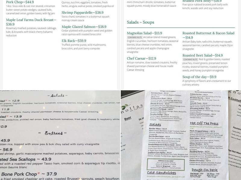 Magnolias on the Bay Menu