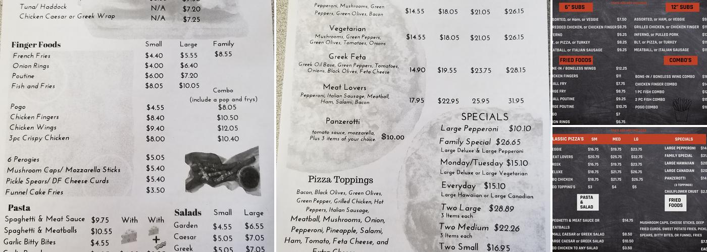 La Piaza Pizza Menu