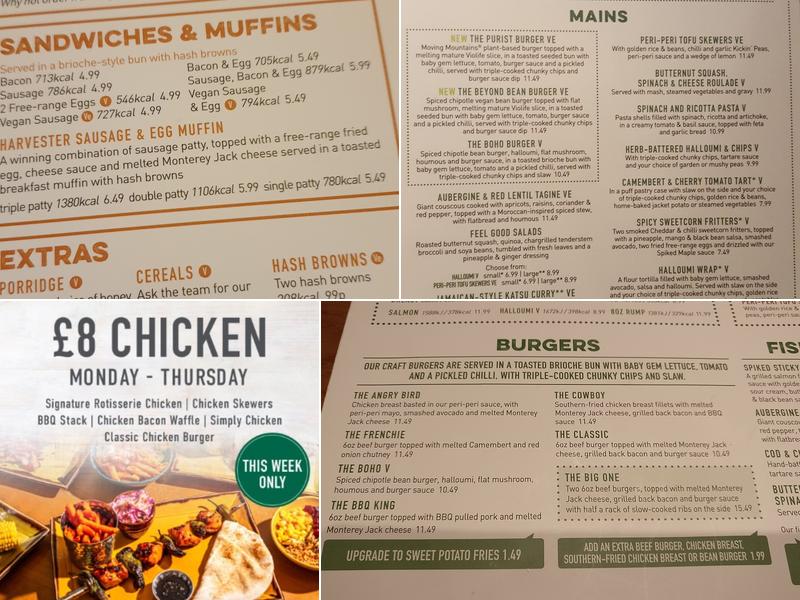 Harvester Summerhill House Dudley Menu