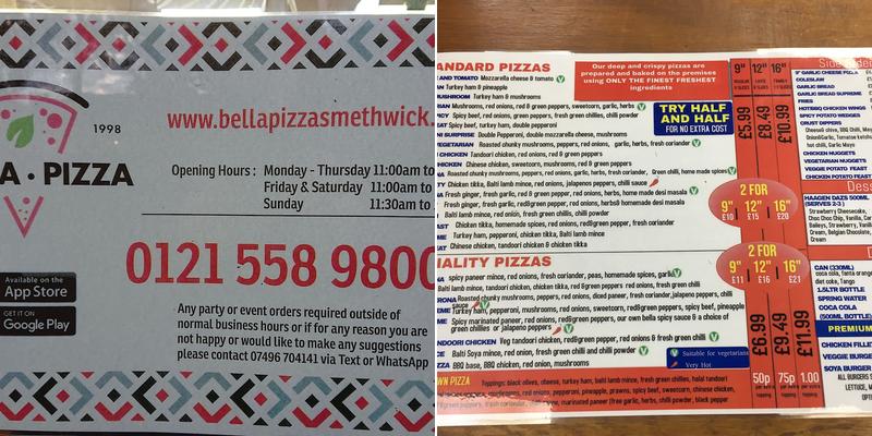 Bell-A-Pizza Menu