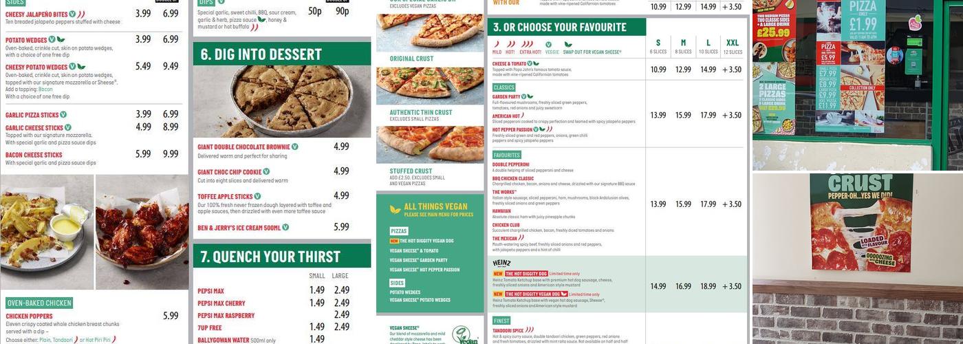Papa Johns Pizza Menu