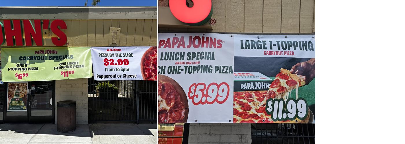 Papa Johns Pizza Menu