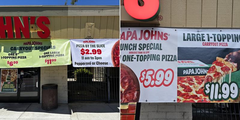Papa Johns Pizza Menu