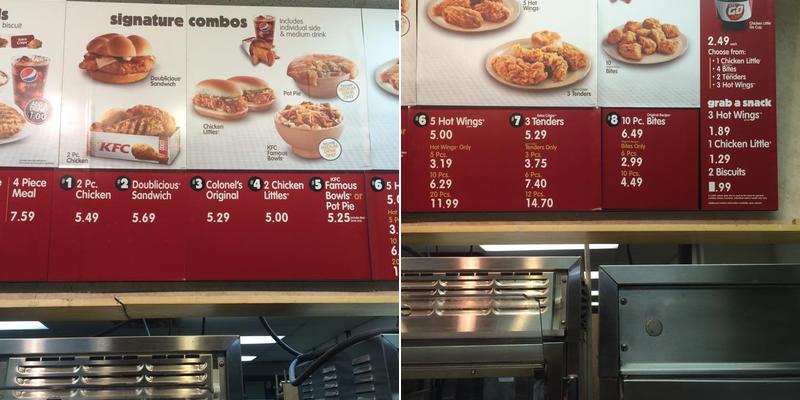 KFC Menu