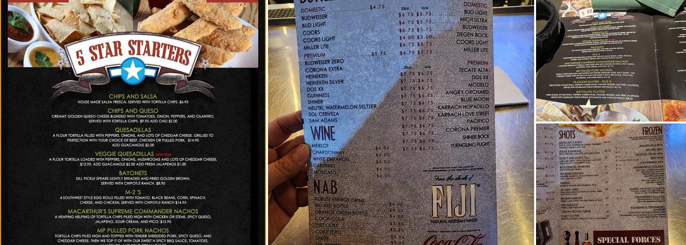 Bombshells Menu