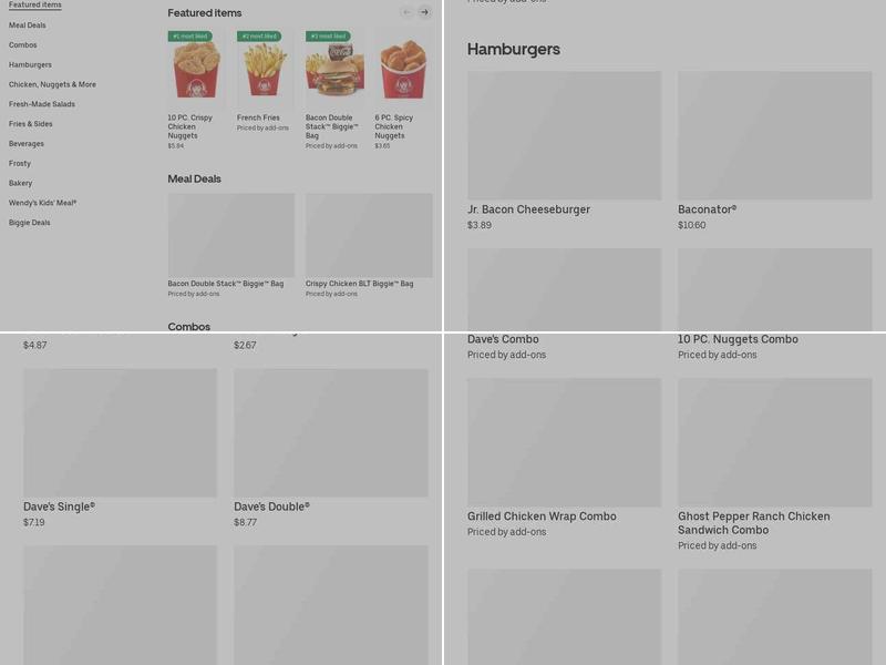 Wendy's Menu