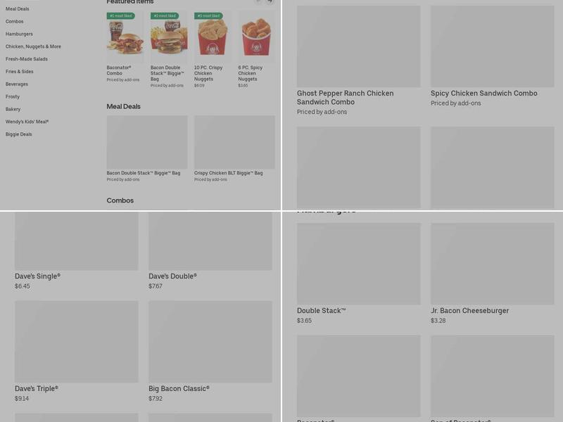 Wendy's Menu