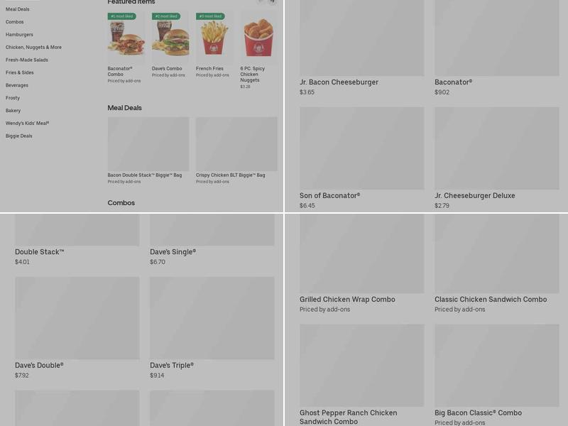 Wendy's Menu