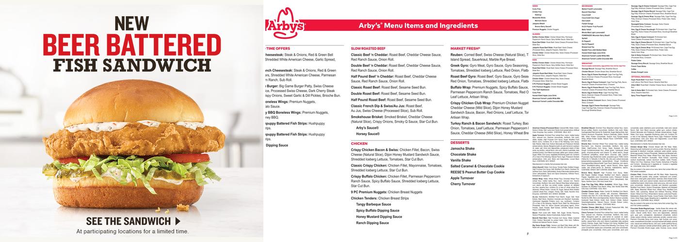 Arby's Menu