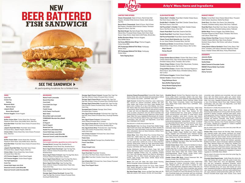 Arby's Menu