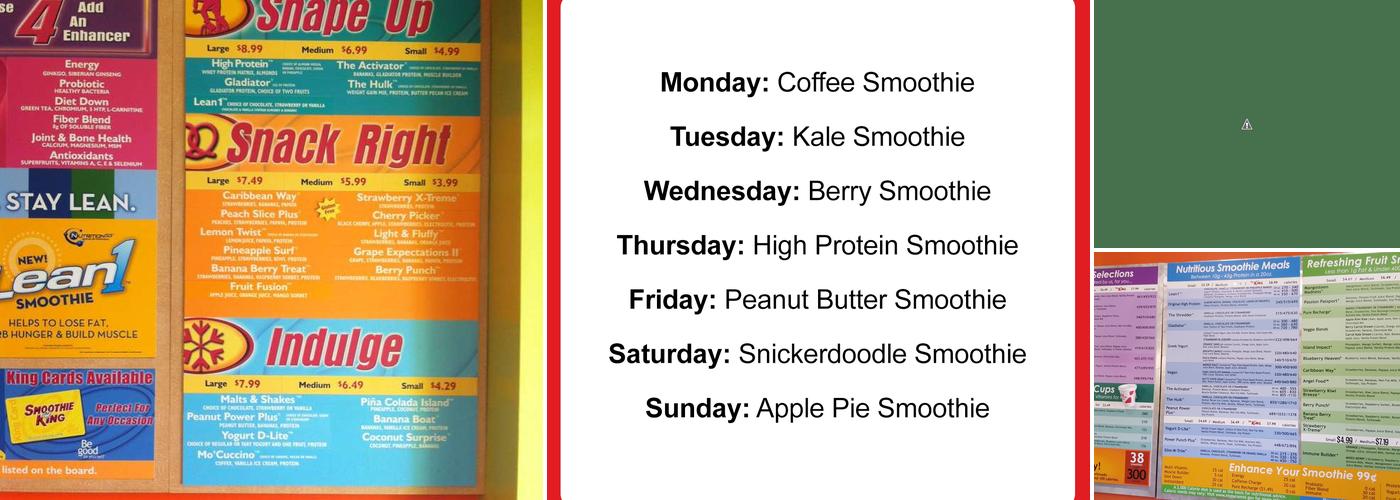 Smoothie King Menu