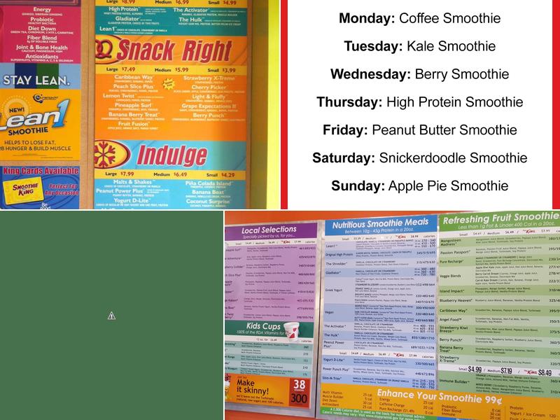 Smoothie King Menu