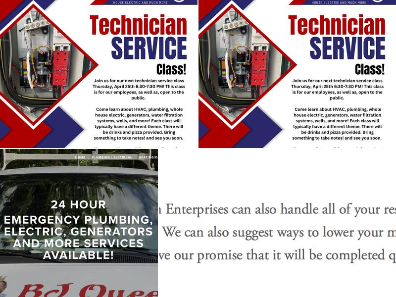 BJ QUEEN ENTERPRISES Plumbing, Septic Systems, Electrical, Refrigeration, Generators and more