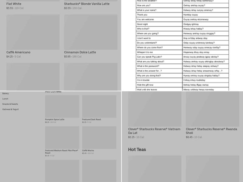 Starbucks Menu