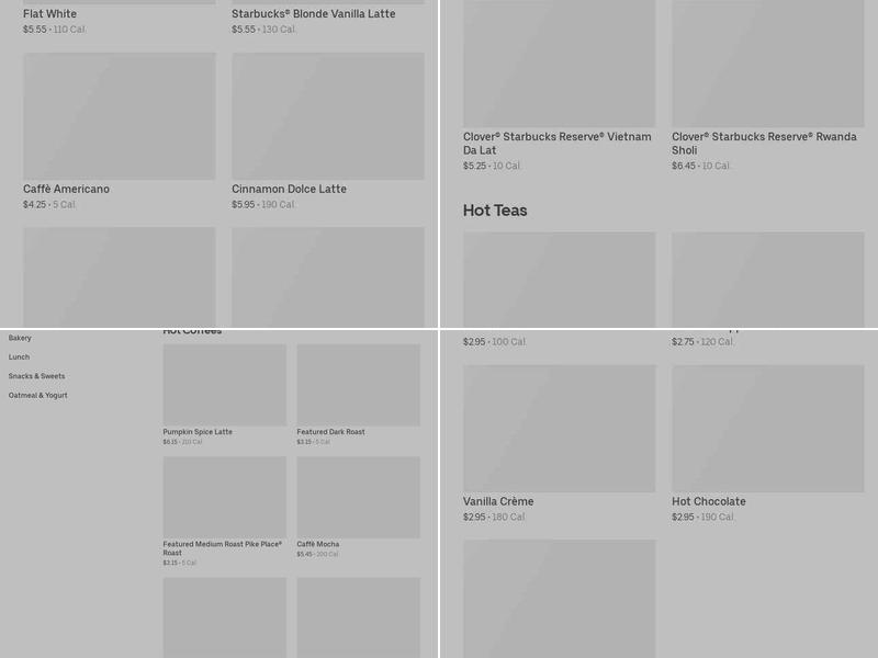 Starbucks Menu