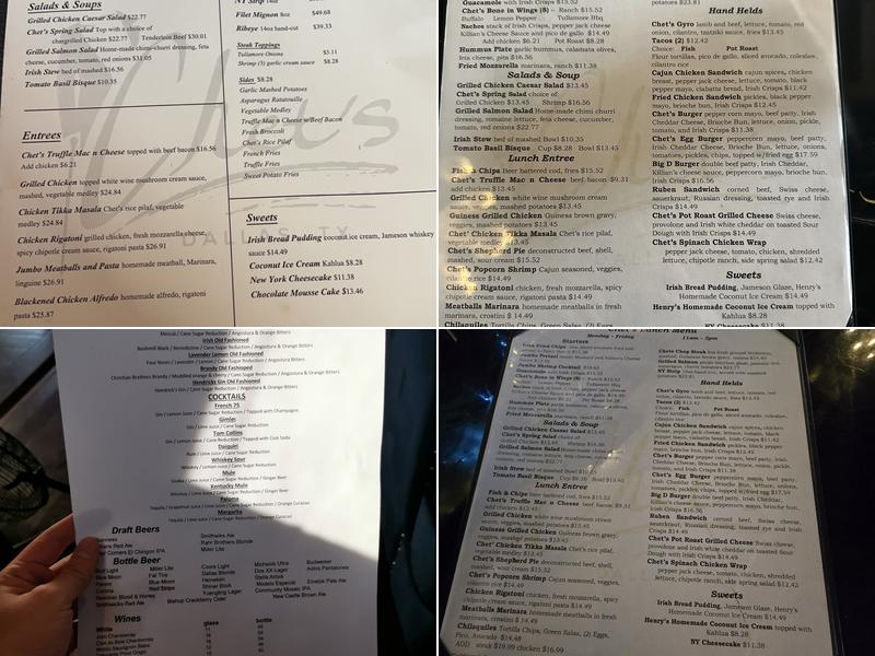 Chet's Dallas Menu