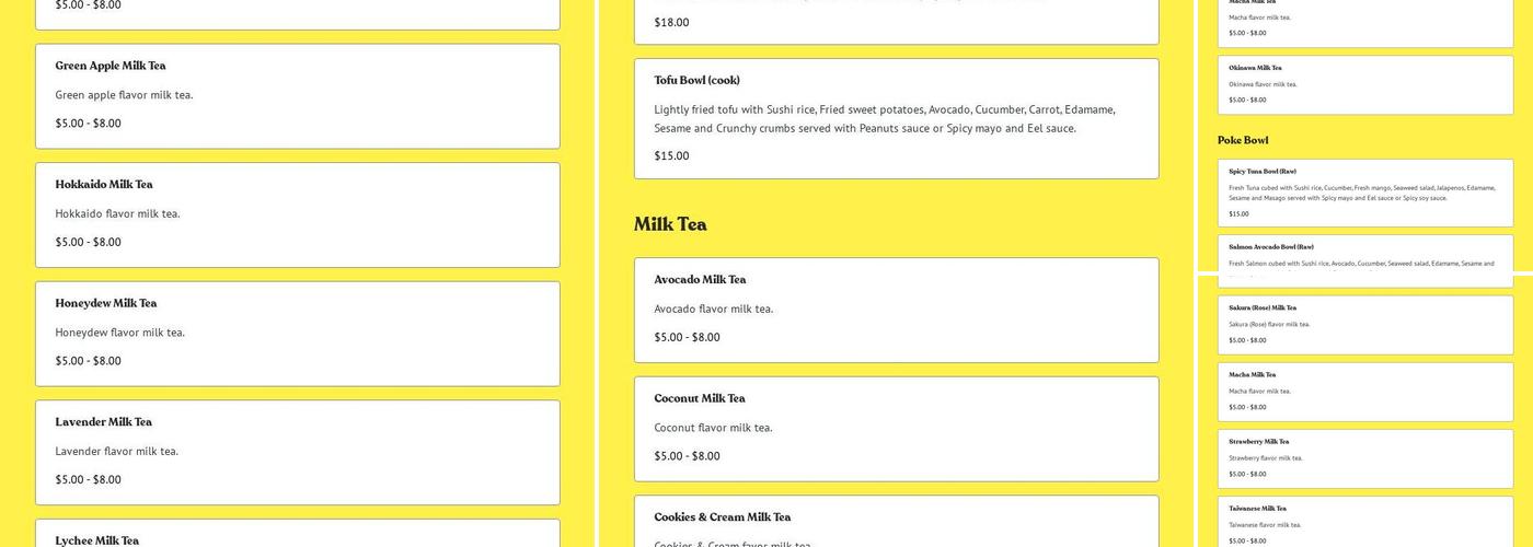 Bee's Boba Clearwater Menu