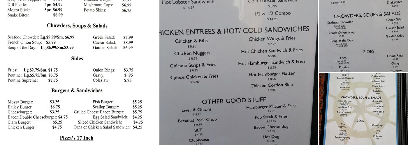 Baileys Bakery Seafood & Grill Menu