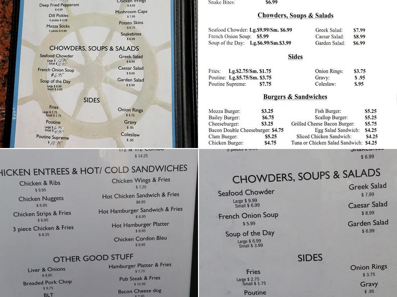 Baileys Bakery Seafood & Grill Menu