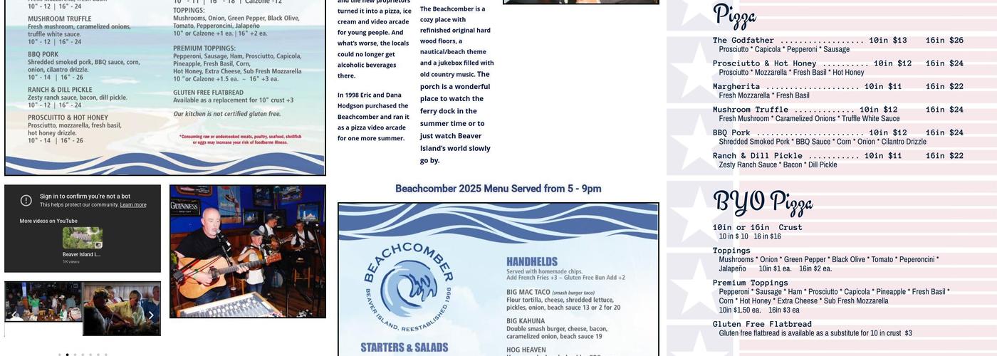 Beachcomber Menu