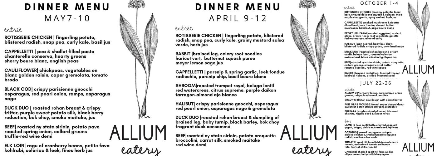Allium Eatery Menu