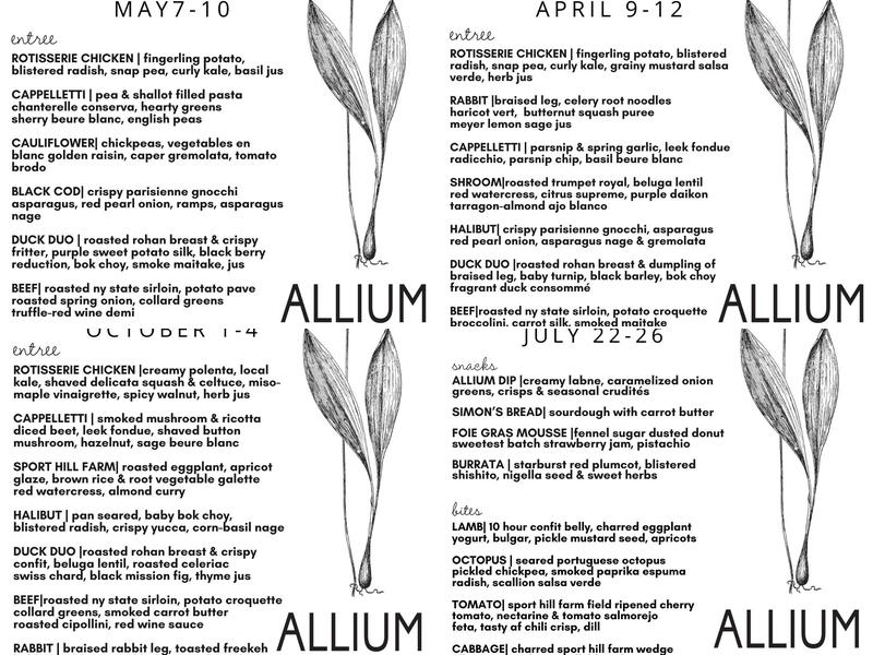 Allium Eatery Menu