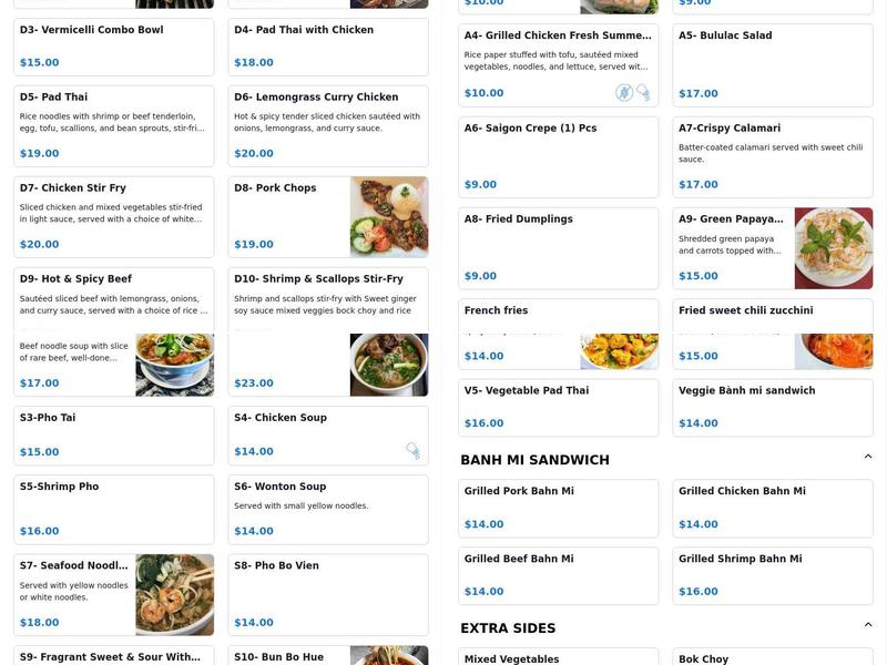 Pho34 Vietnamese cuisine Menu