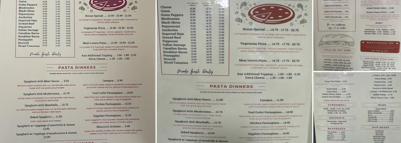 Mike's Pizza & Restaurant Menu