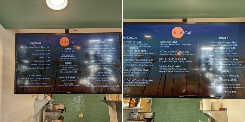 Soleil Café Menu