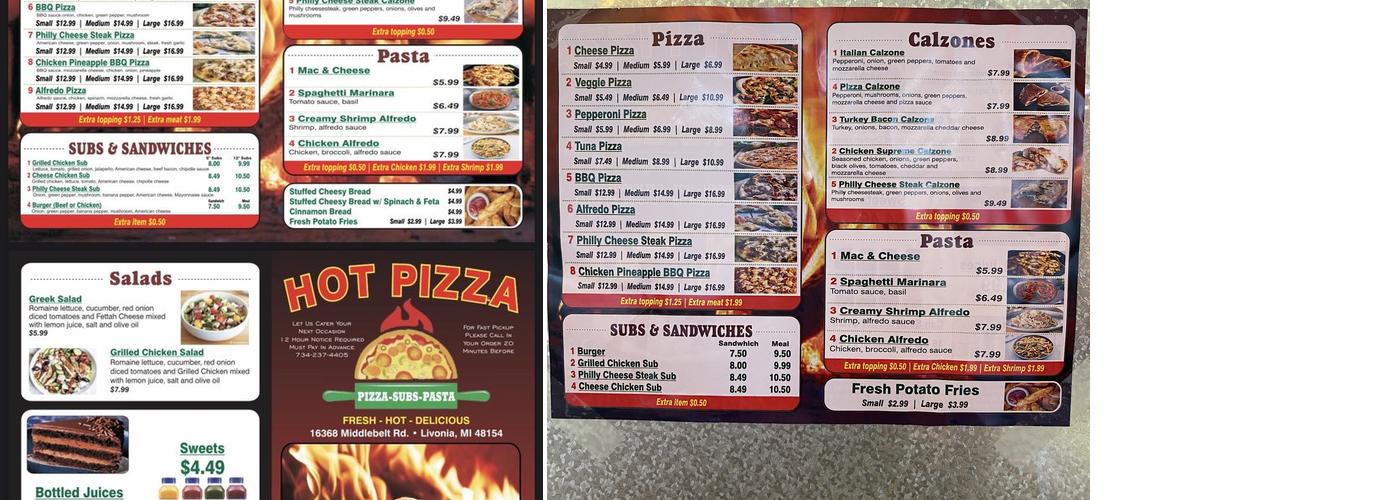 Hot Pizza Menu